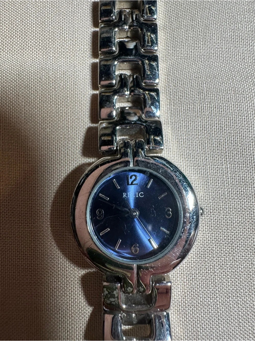 Relic Women's Silver Bracelet Watch with Blue Dial